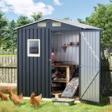 Grovellis Update Version 6x4 FT Outdoor Metal Storage Shed, Single Door, 1 Clear Window, Tool Shed for Garden, Patio, Backyard Nightblue Grovellis