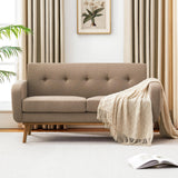 HUIMO 60'' Loveseat Sofa, Love Seat Couches for Living Room, Small Sofa with Solid Wood Frame, Button Tufted Sofa Couch for Bedroom, Office, Apartment (Brown) HUIMO