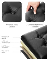 AmasSmile Footrest Ottoman Bench with Storage,34Inch Black Leather Footstool, Coffee Table, Padded Seat, Storage Chest,Blanket Store with Flipping Lid for Livingroom and Bedroom AmasSmile