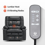 MCombo Dual Motor Power Lift Recliner Chair for Elderly, Lay Flat Lift Chair with Heat and Massage, Petite Wide Lift Chair, Cup Holders, USB A&C Ports, Faux Leather R7894 (Black, Small-Wide) MCombo