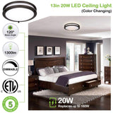 13 inch Flush Mount LED Ceiling Light Fixture, 2700K/3000K/3500K/4000K/5000K Adjustable Ceiling Lights, Oil Rubbed Bronze Saturn Dimmable Lighting for Hallway Bathroom Kitchen or Stairwell, ETL Listed hykolity