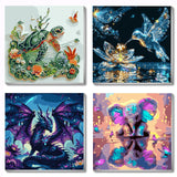 4 Pack Animals Paint by Numbers Kit for Adults Beginner,DIY Hummingbird Sea Turtle Painting by Numbers Kits,Dragon Elephant With Brushes and Acrylic Paint(With Frame),Home Wall Decor 10 x 10 in AREOPNMG