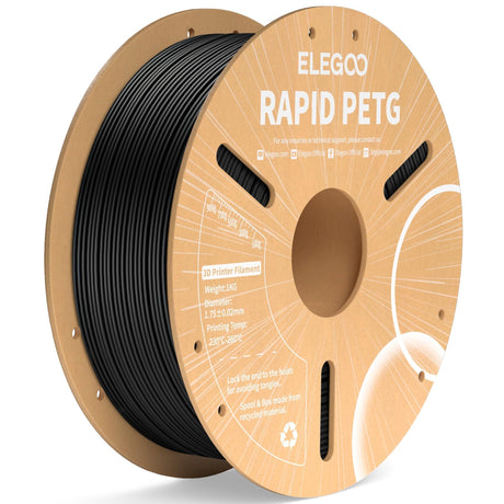 ELEGOO Rapid PETG Filament 1.75mm Black 1KG, High Speed 30-600mm/s 3D Printer Filament Dimensional Accuracy +/- 0.02 mm, 1kg Cardboard Spool(2.2lbs) Fits for Most FDM 3D Printers ELEGOO