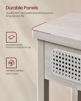 VASAGLE Console Table, Sofa Table, Narrow Entryway Table, Entry Table with 2 Drawers, Open Storage Shelf, Rounded Corners, for Living Room, Boho Style, Oatmeal Beige ULNT016K66 VASAGLE