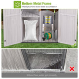 Sheds Outdoor Storage, Wooden Garden Shed with All Around Strong Metal Frame, Large Tool Shed with Floor and Adjustable Shelves, for Backyard Garden Patio Lawn(White) Joyqinchen