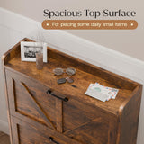 MU Shoe Storage Cabinet with 2 Flip Drawers, Freestanding Shoe Rack Cabinet with Metal Legs, Hidden Shoe Organizer Cabinet for Entryway, Living Room, Rustic Brown MU
