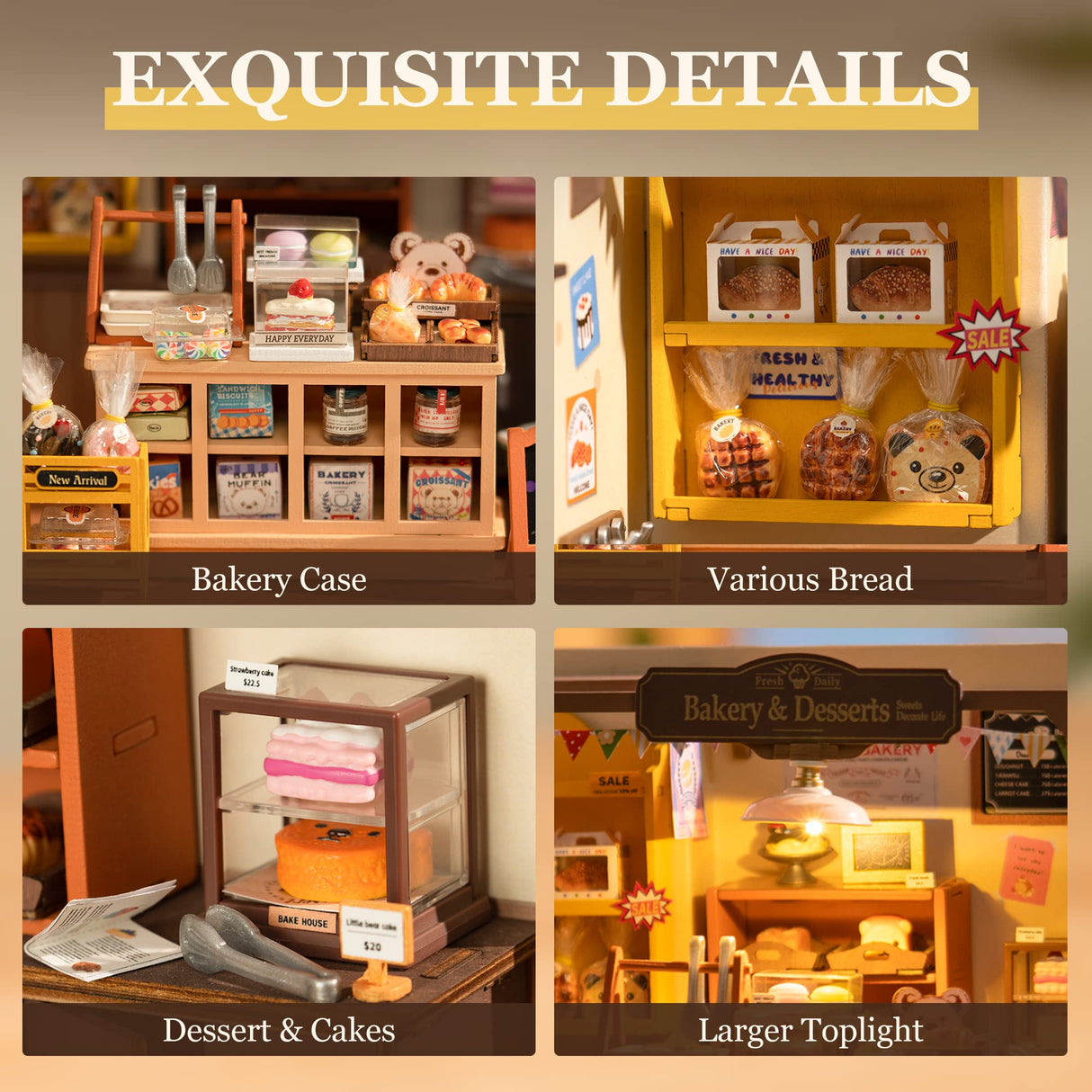 ROBOTIME Miniature House Kit DIY Mini Dollhouse with Accessories Tiny Store Making Kit with LED Light Hobby Birthday Gifts for Adults ROBOTIME