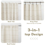 DriftAway 2 Panels 100% Blackout Windowpane Plaid Linen Curtains Double Layer Drapes for Bedroom 84 Inches Long Farmhouse Thermal Insulated 3.25 Inch Rod Pocket Back Tab for Living Room Taupe DriftAway