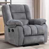 Massage Recliner Chair with Heat and Massage, Soft Fabric Ergonomic Manual Reclining Chairs, Heavy Duty Reclining Sofa Chair with Side Pockets for Living Room (Light Grey) IOMOR