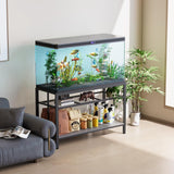 VOWNER 55-75 Gallon Fish Tank Stand - Metal Aquarium Stand, 48.4" L x 18.5" W x 29.5" H, Heavy Duty Reptile Tank Stand, Adjustable 3-Tier Fish Tank Rack Shelf for Home Office, 1000LBS Capacity, Grey VOWNER