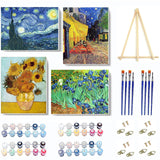 4 Pack Paint by Numbers Kit for Adults Beginner with Frame,Paint by Number with Wooden Easel DIY Van Gogh Starry Night Adult Paint by Number Kits for Home Decor 7.8x11.8inch VIGEGU
