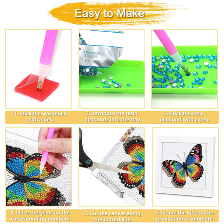 lesaonsy Diamond Painting Kit with Frame - 6 Inch Pre-Framed Animal Art | Beginner-Friendly DIY Craft Gift for Teens & Adults | Complete Set with Tools, Gem Art Kits Gift (Cartoon Unicorn) lesaonsy
