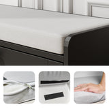 MHOM Black Modern Entryway Bench with 2 Flip Drawers, Shoe Rack with Padded Seat Cushion, Wooden Storage Bench for Bedroom and Apartment MHOM