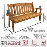 Amish Casual Heavy Duty 800 Lb Mission Pressure Treated Garden Bench with Cupholders (5 Foot, Cedar Stain) Amish Casual