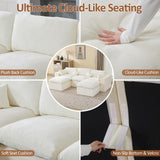 115'' Cloud Boneless Sectional Couch, Modular Sectional Sofa Deep Seat with 2 Ottomans, Oversized Upholstered Convertible Comfy 5 Seater Chenille Sofa U Shape Couches for Living Room, Beige WUTUTUEE