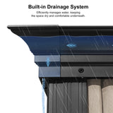 PURPLE LEAF 10' X 12' Hardtop Gazebo with Galvanized Steel Double Roof Outdoor Gazebos for Patio Lawn and Garden Included Netting and Beige Curtains PURPLE LEAF