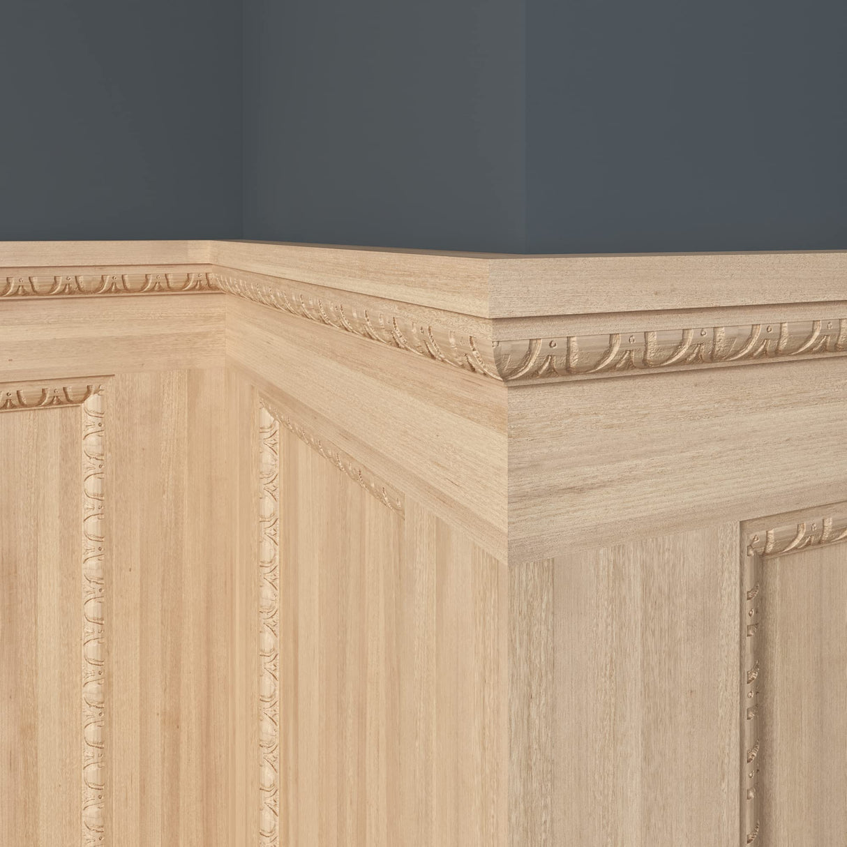 681-4WHW Unfinished White Hardwood Egg & Dart Embossed Trim Moulding ORNAMENTAL