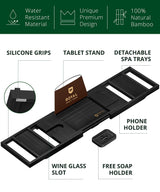 ROYAL CRAFT WOOD Premium Foldable Bathtub Tray - Wood Bath Tray for Tub, Bamboo Bathtub Shelf, Expandable Bath Table Tray, Luxury Bathtub & Bathroom Accessories for New Home & Unique Gift for Women ROYAL CRAFT WOOD