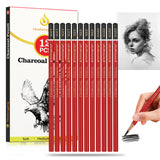 Heshengping Professional Charcoal Pencils Drawing Set -12 Pieces Soft, Medium Hard Charcoal Pencils for Drawing Sketching Shading Artist Pencils for Beginners Artists Heshengping