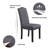 Yaheetech Dining Chairs with Rubber Wood Legs and Non-Woven Fabric Armless Chairs for Kitchen Living Room Hotel Wedding Lounge Reception, Set of 6, Dark Gray Yaheetech