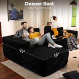 ALTRIGUS 104" Cloudy Sectional L Shaped Couch for Living Room, No Assembly Required, Modular Comfy Sofa with Deep Seat, Fluffy Couch with Sleeper Chaise for Apartment Lounge (Black) ALTRIGUS