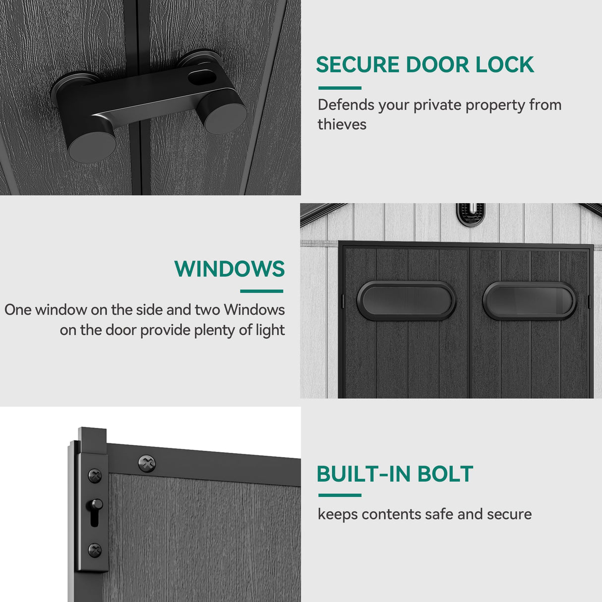 YITAHOME 8x10ft Resin Storage Structure, Outdoor 544 cuft Plastic Garden Storage Unit with Windows, Vents and Lockable Entrance, Waterproof Tool Organizer with Flooring for Lawn Equipment，Gray YITAHOME