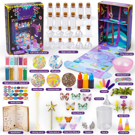 JEEKALO Fariy Magic Glow Potion Set Kits for Kids, Magic Kids Mix Potion DIY Making kit 22 Bottles, Creative Toy Art Craft Set Christmas Birthday Present for Girls Boys Age 6 7 8 9 10 11 12 JEEKALO