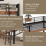 Full Size Loft Bed with Desk and Storage Shelf, Metal Loft Bed Full Size with Buil in Ladder and Full Length Guardrail, Full Size Loft Bed for Kids, Teens, Black Loft Bed Full Bellemave