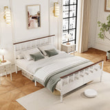 VOPEAK Farmhouse Full Size Bed Frame with Headboard and Footboard, Metal Bed Frame, Wood Platform Bed Frame Full Size with Under Bed Storage, Strong Metal Slats Support, No Box Spring Needed, Full VOPEAK