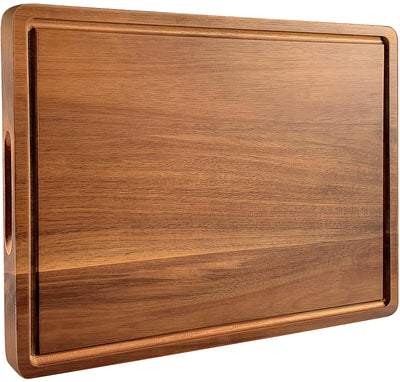 Large Cutting Board Wood for Kitchen, 17x12x1" Reversible Large Wooden Chopping Board Charcuterie boards with Juice Grooves and Side Handles, Ideal