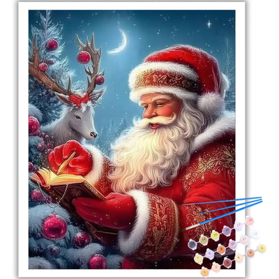 Christmas Paint by Numbers Kit for Adults Beginner-Santa Claus Adult Paint by Number Kits on Canvas, Christmas DIY Acrylic Oil Painting by Numbers for Adults for Gift Home Wall Decor(16x20inch)