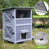 GUTINNEEN Cat House Outdoor Weatheproof Feral Cat Shelter Wooden Cat Condos for Winter with Escape Doors GUTINNEEN