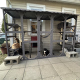 Aivituvin Catio Outdoor Cat Enclosure Window Box Wall Mounted Wooden Cat House Playground with Scratching Posts, Baskets, Resting House, Shelves and Bridge for Multiple Kitties,104" x 34" x 69.5" Aivituvin
