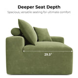 LIKIMIO 120" Modern L-Shaped Modular Sectional Sofa for Living Room, Corduroy Upholstery Green, Oversized 3-Seater Couch with Deep Seat and Movable Ottoman – No Assembly LIKIMIO