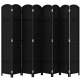 Room Divider 8 Panel Screen 5.6 Ft Tall Partition Room Dividers Black Privacy Screens Folding Room Separation Free Standing Waterproof Wood Frame Wall Divider FDW