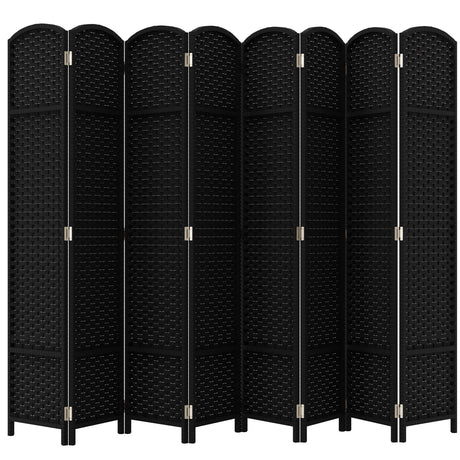 Room Divider 8 Panel Screen 5.6 Ft Tall Partition Room Dividers Black Privacy Screens Folding Room Separation Free Standing Waterproof Wood Frame Wall Divider FDW