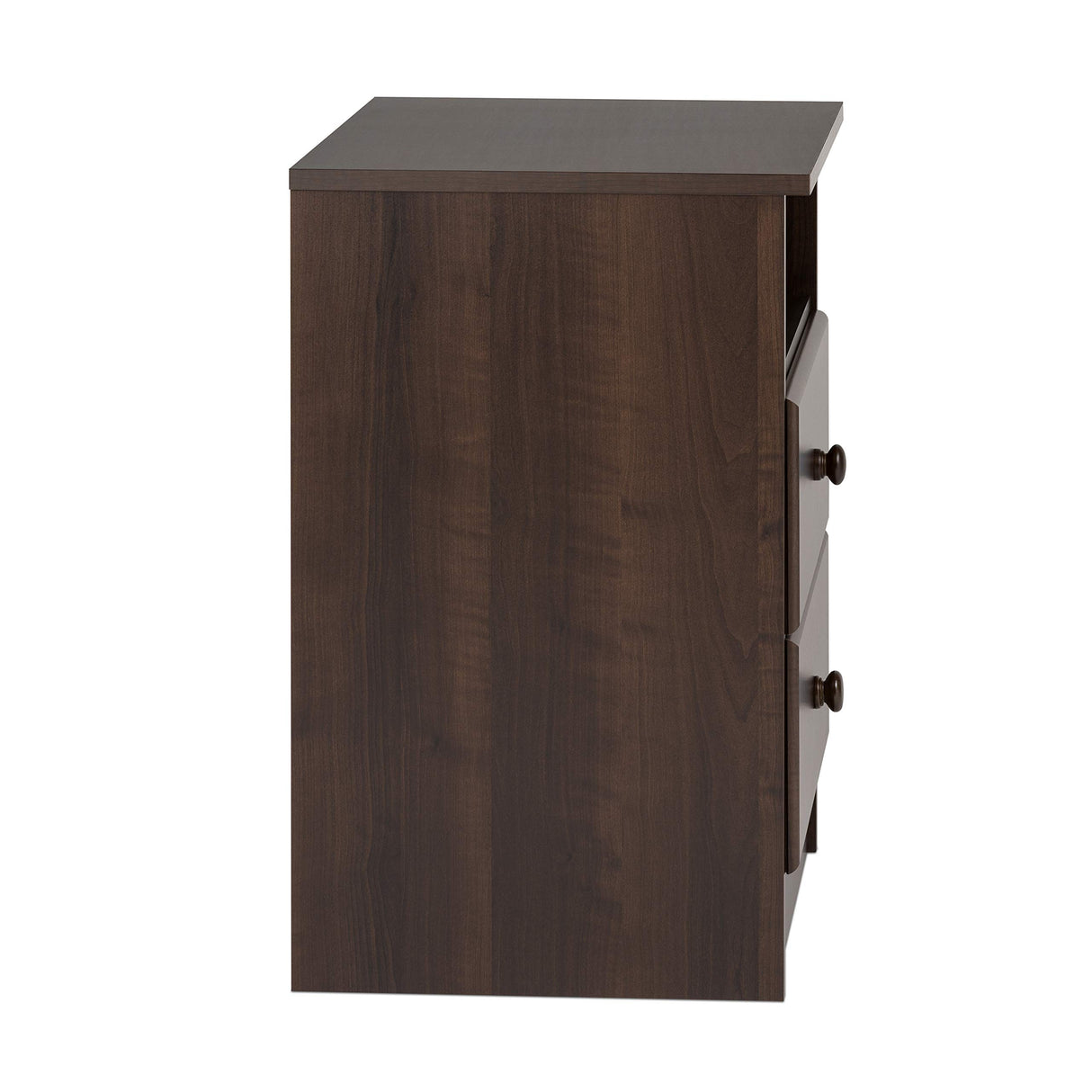 Prepac Astrid Simplistic Nightstand Side Table with 2 Drawers and Open Shelf, Functional Bedside Table 15.5" D x 16" W x 24.5" H, Espresso, EDNH-0402-1 Prepac