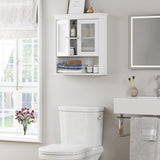 Spirich Bathroom Cabinet Wall Mounted, Medicine Cabinet Organizer with Glass Doors and Adjustable Shelves, Bathroom Wall Cabinet Over Toilet, White Spirich