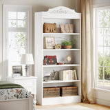 Tribesigns Set of 2 73 Inch Tall 5 Tier White Bookshelves, Modern 5-Shelf White Library Bookcase with Shelves, Freestanding Etagere Shelving Unit for Living Room/Home (2) Tribesigns