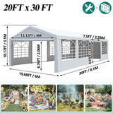 GARTOO 20' x 30' Heavy Duty Party Tent - Outdoor Wedding Gazebo Event Shelter Canopy with Removable Sidewall & 4 Sand Bags for Outdoor Event, Wedding, Birthday Party GARTOO