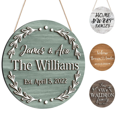 Custom Wood Sign Prsonalized Text Business 3D Home Decor, Personalized Rustic Plaque Board Hanging Wooden Name Sign for Wall Art, Customized Signs Plank Decoration Gifts for Wedding Family Farmhouse Kitchen, Round PFTPOW