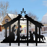 Cinnvoice 40" x 31" Large Metal Nativity Scene Yard Stake Christmas Religious Faith Garden Stakes Waterproof Xmas Outdoor Nativity Yard Decor with Stake for Xmas Holiday Lawns Outdoor Decor(Black) Cinnvoice