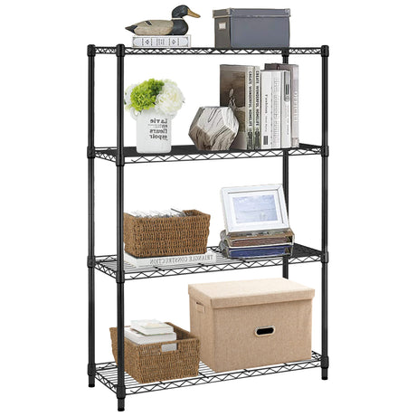 Vnewone 4-Tier Storage Shelves Large Wire Shelving Unit NSF Metal Garage Shelving 54”x36”x14” 1000 LBS Capacity Heavy Duty Height Adjustable Commercial Grade Utility Steel Rack with Wheels,Black Vnewone