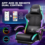 GTPLAYER RGB Gaming Chair with Speakers, Computer Chair with Footrest and LED Lights, High Back Reclining Office Chair with Headrest, 360°Swivel Chair (Purple) GTPLAYER