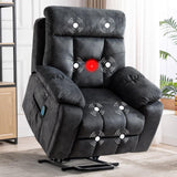 CANMOV Large Power Lift Recliner Chair with Massage and Heat for Elderly Big and Tall People, Overstuffed Wide Recliners with 2 Cup Holders, Side Pocket and USB Port, Grey CANMOV
