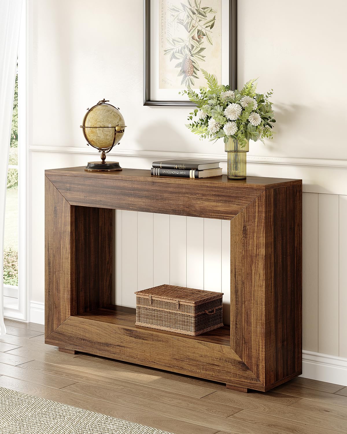 LITTLE TREE 47 Inches Console Table, Sofa Table with Storage, Modern Entryway Table for Hallway, Narrow Long Sofa Entryway Table for Living Room, Brown LITTLE TREE