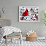 Cardinals Diamond Art Kits for Adults, 5D Christmas Diamond Painting Kits for Beginner, Full Round Drills Red Birds Painting by Diamond Snow Scene Bead Gem Art for Home Decor 16 x 12 in DIYDECORFUN