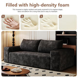 KIVENJAJA 63.04" Cloud Boneless Loveseat Sofa in a Box, Corduroy Compressed Sofa with 2 Pillows, 2 Seater Couch, Modern Comfy Boneless Couch for Living Room, Bedroom, Apartment, Black KIVENJAJA