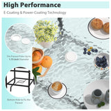 Square Outdoor Table, Patio Table with Umbrella Hole, Patio Dining Table with Tempered Glass, Outdoor Dining Tables, Square Patio Table for Balcony, Backyard, Poolside, Sunroom, Patio Tables, Black MKDLUFEI