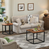 GreenForest Coffee Table Oval 3pcs Set, Modern Living Room Table with 2 End Tables, Small Center Table with Metal Frame for Home Apartment, Walnut GreenForest